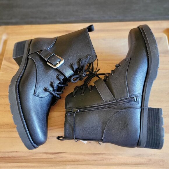 Soul By Naturalizer Womens  Quaid  Combat & Lace Up Black Boots US 6.5M - Picture 2 of 8